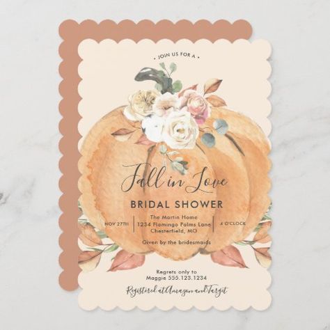 Fall In Love Bridal Shower Invitation #zazzle #weddinginvitations #birthdayinvitations #babyshowerinvitations #zazzleinvitations #monogram #businesscards #graduation #homedecor Fall In Love Bridal Shower, Fall Bridal Shower Invites, Bridal Shower Invitations Printable, Autumn Bridal, Autumn Invitations, Rustic Bridal Shower Invitations, Fall Bridal Shower, Bridal Shower Rustic, Bridal Show