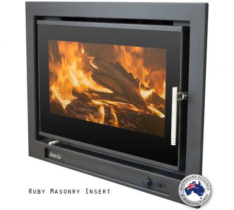 Eureka Ruby Inbuilt Wood Fireplace - Hawkesbury Heating Full Glass Front Door, Classic Fireplace, Wood Heater, Freestanding Fireplace, Gas Heater, Wood Burning Fires, Installing Cabinets, Wood Fireplace, Glass Front Door