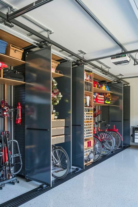 30 Garage Organization DIY [Make Within Minutes] – craftydiyers.com Garage Organization Ideas Lawn Mower, Ikea Garage Hacks, Two Car Garage Organization, Garage Storage Plans, Garage Hacks, Diy Bike Rack, Overhead Storage Rack, Garage Systems, Garage Design Interior