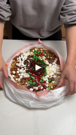 Garbage Bag Christmas Treat, What To Put In Christmas Goodie Bags, Christmas Trail Mix Recipes Gift Ideas, Garbage Bag Snack Mix Recipes, Christmas Carry In Food Ideas, Christmas Goody Bag Ideas For Kids, Christmas Trail Mix Recipes, Christmas Candy Bags Ideas, Christmas Goody Bag Ideas