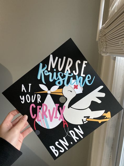 Labor And Delivery Nurse Party, Labor And Delivery Nurse Pictures, Labor And Delivery Nurse Graduation Party, Nursing Graduation Cap Er Nurse, Midwife Graduation Cap, Nursing Graduation Cap Labor And Delivery, Labor And Delivery Graduation Cap Ideas, College Grad Cap Ideas Nursing, Postpartum Nurse Graduation Cap