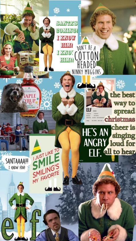 #elf #buddytheelf #christmas Elf Wallpaper, Christmas List Template, Christmas Profile Pictures, Christmas Wallpaper Iphone Cute, Movie Collage, Cotton Headed Ninny Muggins, Christmas Backgrounds, Xmas Wallpaper, Elf Movie