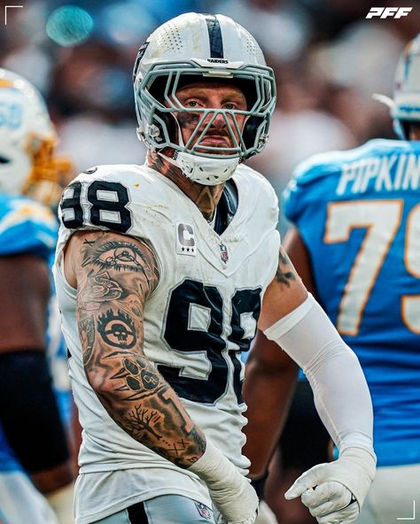 PFF on X Raiders Tattoos, Maxx Crosby, Raiders Players, Oakland Raiders Football, Nfl Photos, Raiders Football, Raiders Fans, Mens Shoes Black, Raider Nation