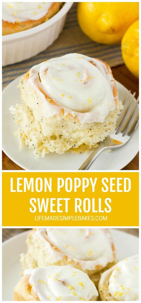 You're going to fall in love with these light and fluffy lemon poppy seed sweet rolls! They just shout Spring!! #lemonpoppyseedsweetrolls #sweetrolls #lemonsweetrolls #lemonpoppyseedrolls Lemon Ideas, Baking Treats, Lemon Poppy Seed, Sweet Buns, Lemon Coconut, Lemon Poppy, Sweet Rolls, Lemon Poppyseed, Parker House