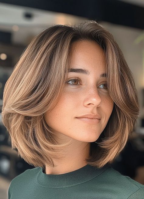 Layered Bob Haircut, Classic Volume Bob Haircuts Brunette, Volume Bob, Short Hair Side Part, Haircut Ideas Brown Hair, Twist Box Braids, Ideas Haircut, Side Swept Curls, Hair Dye Ideas, Layered Bob Haircuts