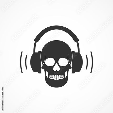 Stock Image: Vector image of a skull and headphones. Skull And Headphones, Skull Headphones, Skull Artwork, Skull Drawing, Image Vector, A Skull, Inspirational Tattoos, Adobe Stock, Easy Drawings