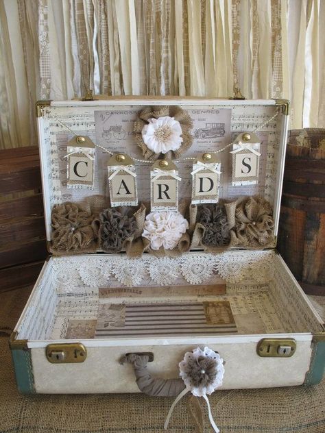 1000+ ideas about Wedding Card Suitcase on Pinterest | Wedding ... Wedding Card Suitcase, Suitcase Card Box, Wedding Card Holder Diy, Vintage Suitcase Wedding, Rustic Wedding Card Holder, Diy Card Box, Wood Place Card Holders, Suitcase Decor, Rustic Wedding Cards