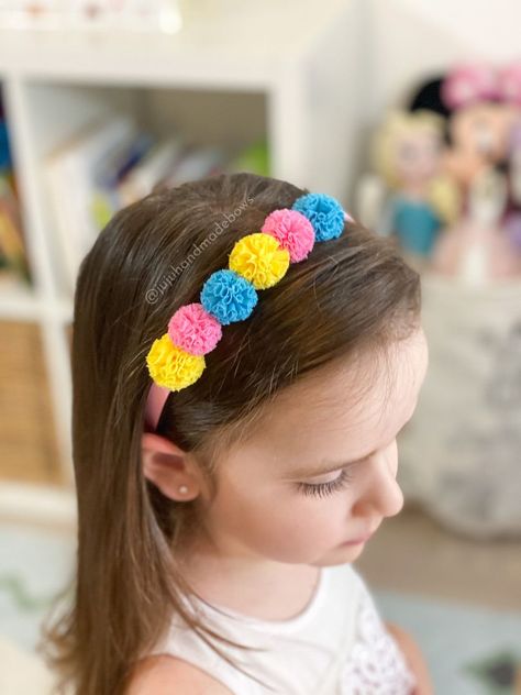 Mesh Flowers, Alice Bands, Pom Pom Headband, Baby Hair Bands, Bow Headband Hairstyles, Baby Hair Accessories, Handmade Hair Bows, Baby Hair Clips, Alice Band