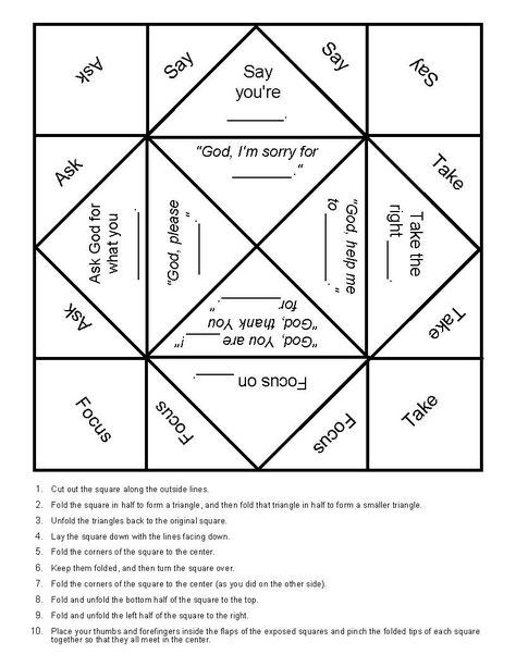 F.A.S.T. Prayer Cootie Catcher/Fortune Teller Cootie Catcher Ideas, Origami Fortune Teller Template, Fortune Teller Template, Fortune Teller Printable, Cootie Catcher Template, Paper Fortune Teller, Lent Ideas, Lenten Activities, Fortune Teller Paper