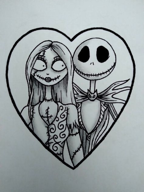 Surreal Line Art, Sally And Jack Drawing, Jack And Sally Drawings, Gothic Love Art, Dope Sketches Easy, Gothic Drawings Sketches, Jack And Sally Drawing, Jack And Sally Tattoo, Tim Burton Drawings Style