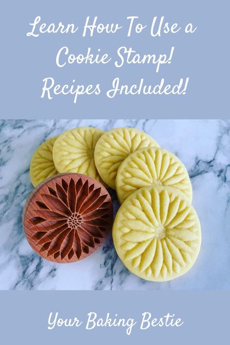 how to use a cookie stamp Stamped Sugar Cookie Recipe, Stamp Cookies Recipe, Molded Cookie Recipe, Stamped Cookies, Christmas Cookies Easy, Tea Cookies, Butter Cookies Recipe, Cookie Stamp, Delicious Cookies