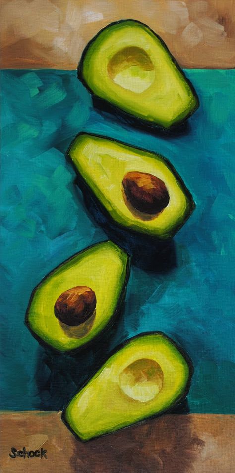 avocado painting Arte Doodle, Fruits Drawing, Soyut Sanat Tabloları, Food Painting, Fruit Painting, Arte Inspo, Jackson Pollock, Painting Still Life, Still Life Art