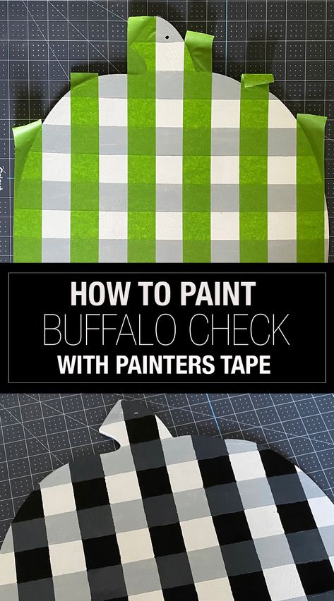 An easy tutorial on how to paint buffalo check plaid with painters tape. Perfect to paint a handmade signs. Christmas Paintings Easy, Plaid Diy, Buffalo Plaid Decor, Door Signs Diy, Weekend Crafts, Plaid Decor, Buffalo Check Plaid, Handmade Signs, Diy Wood Signs