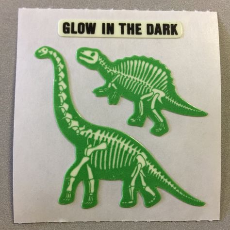 Sandylion+Glow+in+the+Dark+DINOSAUR+Stickers+Retro+Rare+Vintage+HG02 Glow In The Dark Stickers, Dinosaur Skeletons, Dark Stickers, Sandylion Stickers, Dinosaur Stickers, Neon Printing, Dinosaur Skeleton, Christian Symbols, Rainbow Stickers