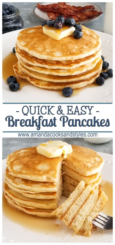 Perfect Snacks, Easy Homemade Pancakes, Quick Easy Breakfast, Homemade Pancake Recipe, Best Pancake Recipe, Homemade Pancakes, Tasty Pancakes, Breakfast Pancakes, Breakfast Brunch Recipes