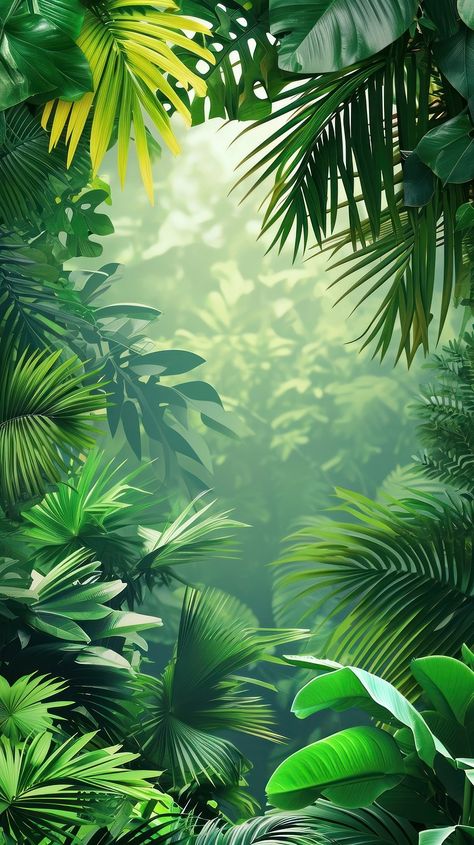 Tropical forest vegetation outdoors. | Premium Photo - rawpixel Jungle Safari Wallpaper, Botanical Design Graphic, Tropical Forest Illustration, Jungle Wallpaper Iphone, Jungle Theme Background, Leaves Iphone Wallpaper, Amazon Background, Rainforest Background, Hotel Mural