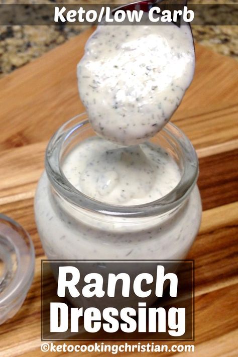 Keto Ranch Dressing Recipe, Low Carb Ranch Dressing, Keto Salad Dressing, Homemade Dressings, Low Sugar Diet Recipes, Healthy Low Fat Recipes, Delicious Salad Dressings, Keto Salad, Low Carb Low Fat Recipes