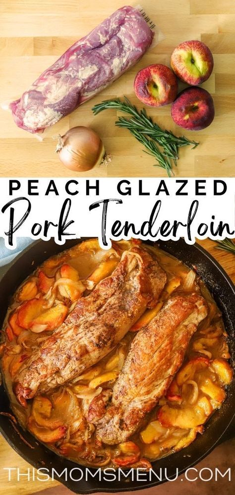 Peach Pork Tenderloin Crockpot, Pork Tenderloin With Peaches Recipe, Sweet Pork Tenderloin Recipes, Pork Tenderloin Recipes With Fruit, Peach Glazed Pork Tenderloin, Pork Loin With Peaches, Pork Tenderloin With Peaches, Pork With Peaches, Apple Pork Tenderloin Recipes