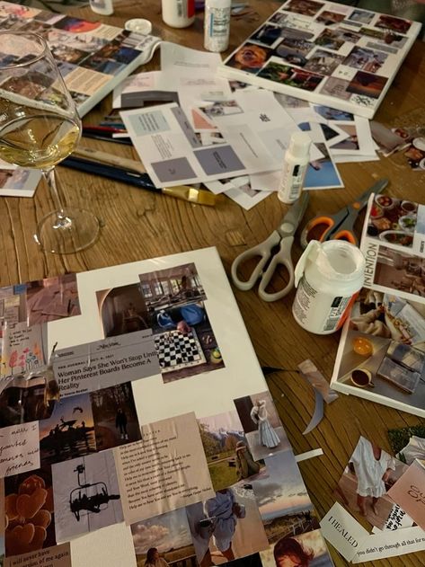 Crafts Vision Board, Making Vision Board Aesthetic, Vision Board Craft Ideas, New Hobbies Vision Board, Vision Board Girls Night, Vision Board Making Party, 2025 Vision Board Ideas, Vision Board Night Ideas, Craft Night Aesthetic