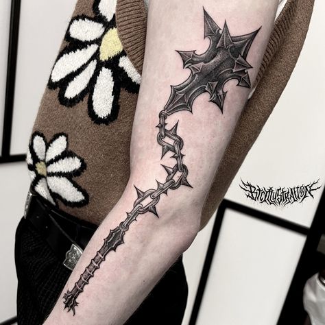 Witch King Mace Tattoo, Which King Of Angmar, Witch King Flail Tattoo, Spear Of Destiny Tattoo, Moonlight Greatsword Tattoo, Ringwraith Tattoo, Flail Tattoo American Traditional, Witch King Of Angmar Tattoo, Witch King Tattoo