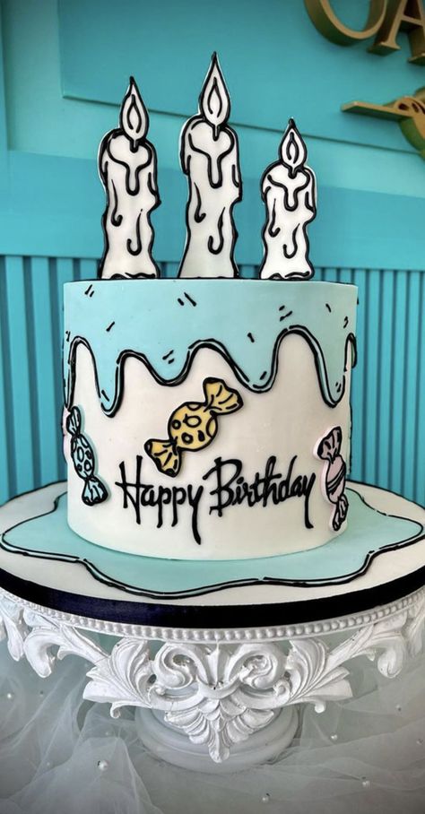 Birthday Cake 2023 Trend For Men, 2d Comic Cake Ideas, Birthday Cake For Teen Boy, Comic Cake Design, Cartoon Cake Drawing, Comic Cake Ideas, Cakes Cartoon, 2d Cake, Simple Comic