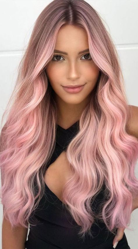 Under Color Hair Ideas Blondes, Pastel Pink Hair Ombre, Dusty Rose Hair, Dusty Pink Hair, Baby Pink Hair, Pink Ombre Hair, App Filter, Light Pink Hair, Pink Blonde Hair