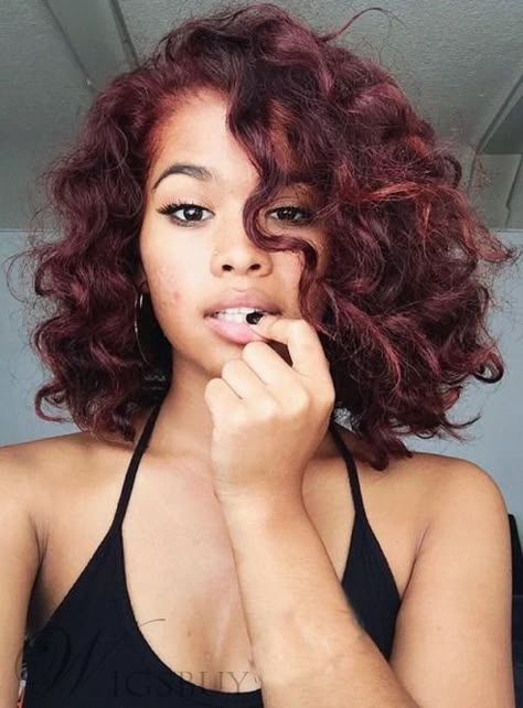 Black Women Medium Curly Lace Front Human Hair Wigs 14 Inches Braids Burgundy, Black Hair Inspiration, Kanekalon Hair, Kanekalon Hairstyles, Makeup Tip, Black Ombre, Hair Braids, Hair Crush, Braiding Hair