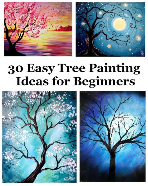 30 Easy Tree Painting Ideas for Beginners, Simple Acrylic Abstract Pai – Art Painting Canvas Diy Tree Painting, Acrylic Abstract Painting Ideas, Easy Tree Painting, Tree Painting Ideas, Tree Painting Easy, Painting Items, Abstract Painting Ideas, Landscape Painting Ideas, Simple Paintings