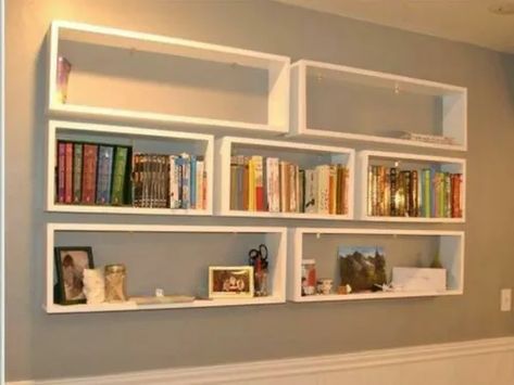 (1) Estanteria Flotante Biblioteca Moderno Minimalista | Mercado Libre Wall Book Shelf Ideas, Bookshelf Designs, Home Study Rooms, Creative Bookshelves, Shelf Decor Bedroom, Apartment Deco, Bookshelves In Bedroom, Wall Shelving, Wardrobe Interior Design