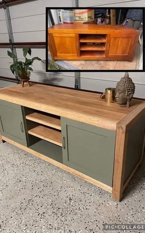 Tv Cabinet Makeover Before After, Old Tv Upcycle, Furniture Redo Ideas, Diy Home Furniture Projects, 2 Tone Furniture Ideas, Diy Boho Furniture Makeover, Trendy Furniture 2023, Furniture Flipping Before And After, Modern Dresser Flip