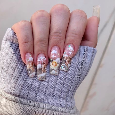 P H I L L I P on Instagram: “Angel Nails for the Talented @jennanicoleofficial  #beverlyhills #nailart #nailartist #philglamournails #philnails #La # ca . . . . . . . .…” Angel Nails, Glamour Nails, Her Nails, Long Acrylic Nails Coffin, Bling Acrylic Nails, Acrylic Nails Coffin Short, Glam Nails, Hot Nails, Dream Nails