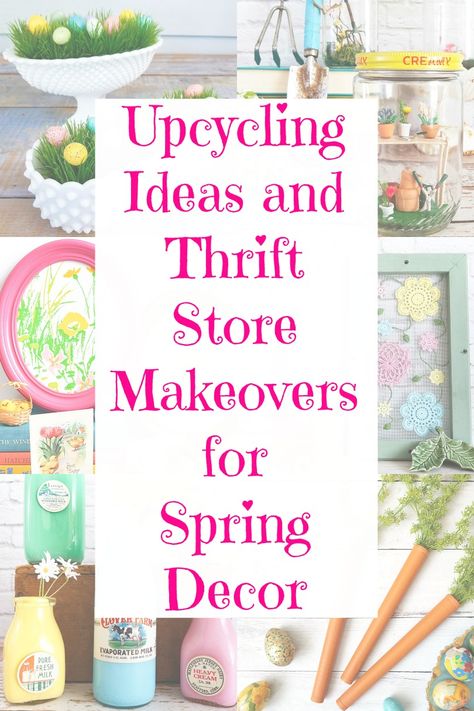 Whether you want to create some Spring decor or Easter decorations, the thrift store is a great place to start! These upcycling ideas, recycled craft projects, and thrift store makeovers will surely inspire you to create your own DIY Spring decor this season. From Spring wreaths, to table centerpieces, to Easter mantel decorations, these repurposing ideas that will make your home welcoming and colorful all season long! #Springdecor #Easterdecor #Springcrafts #Eastercrafts #Springcraftideas Vintage Spring Aesthetic, Vintage Spring Wedding, Vintage Spring Decor, Easter Mantel, Spring Mantle Decor, Recycle Craft Projects, Thrift Store Diy, Thrift Store Decor, Upcycled Projects