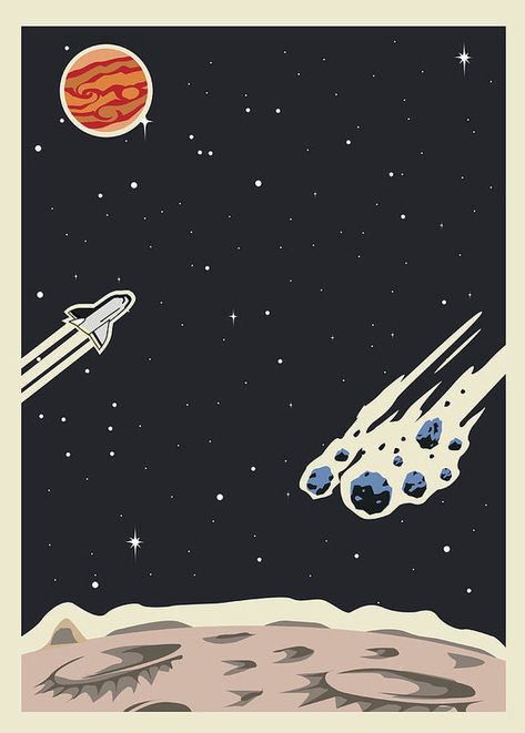 Retro Space Poster Template Art Print by Yogysic.  All prints are professionally printed, packaged, and shipped within 3 - 4 business days. Choose from multiple sizes and hundreds of frame and mat options. Retro Space Posters, Poster Space, Art Spatial, Cosmos Art, Lunar Surface, Up Poster, 70s Sci Fi Art, Star Illustration, Space Illustration