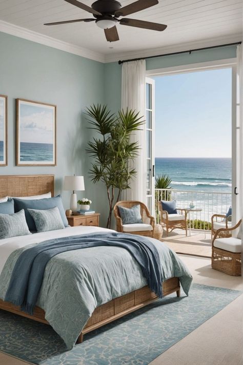 Serenity by the Sea: Creating Your Coastal Bedroom Oasis - West Magnolia Charm Sea Glass Bedroom Ideas, Green Coastal Bedroom, Blue And Green Bedroom, Caribbean Bedroom, Bedroom Coastal Style, Caribbean Design, Beach Inspired Bedroom, Sea Bedrooms, Hashtag Ideas