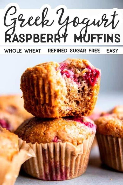 Greek Yogurt Raspberry Muffins Whole Wheat Raspberry Muffins, Healthy Raspberry Muffins, Raspberry Oatmeal Muffins, Greek Yogurt Blueberry Muffins, Healthy Carrot Muffins, Oatmeal Muffins Healthy, School Lunch Boxes, Greek Yogurt Muffins, Raspberry Oatmeal