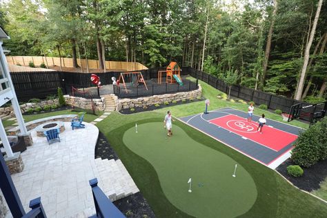 Playground Ideas For Kids, Backyard Playground Ideas, Functional Play, Home Basketball Court, Basketball Court Backyard, Backyard Sports, Gaming Ideas, Kids Backyard Playground, Play Area Backyard