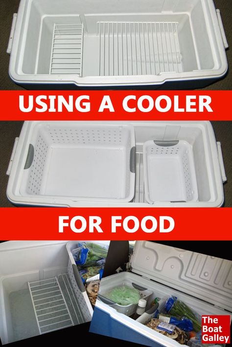 If you don't have a refrigerator, you can store a lot of fresh produce in a cooler with these tips to keep the food out of the melt water. via @TheBoatGalley Organisation En Camping, Camping Hacks With Kids, Boat Galley, Camping Desserts, Camping 101, Camping Diy, Camping Organization, Camping Guide, Festival Camping