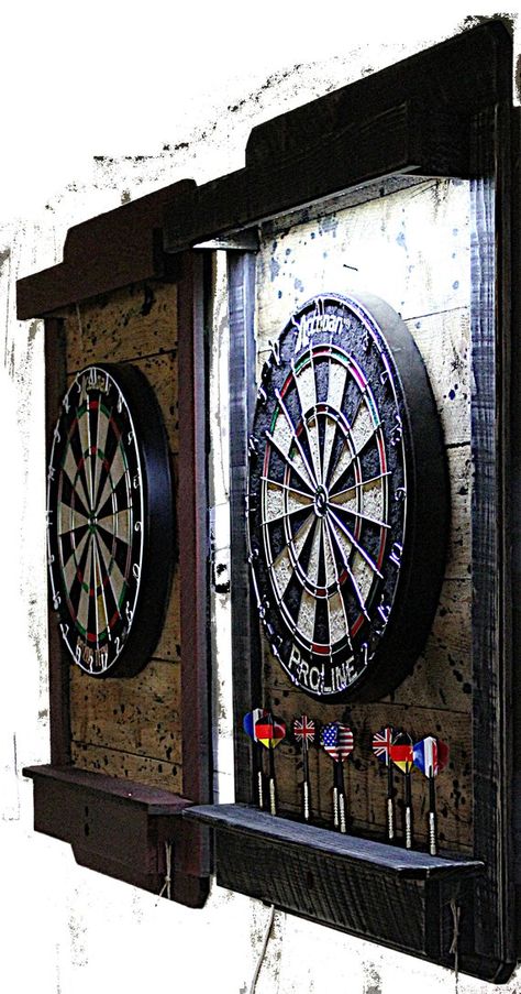 Dartboard Ideas, Dartboard Backboard, Dart Board Backboard, Carthage College, Basement Family Rooms, Dart Board Wall, Dartboard Cabinet, Garage Game Rooms, Dart Board Cabinet