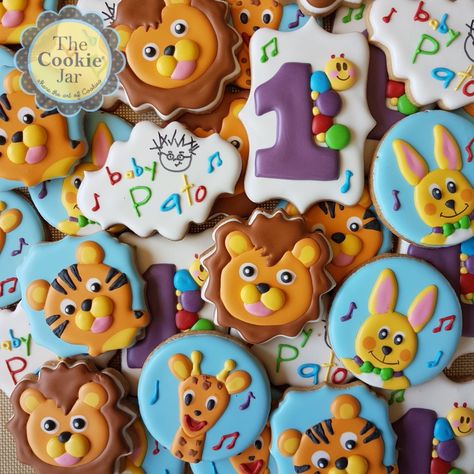 Baby Einstein Decorated Cookies  #sharetheartofcookies Baby Einstein Birthday Party, Baby Einstein Party, Explorer Birthday Party, Lion Party, Tiger Birthday, Baby E, Baby Einstein, Baby Cookies, Boy Birthday Cake