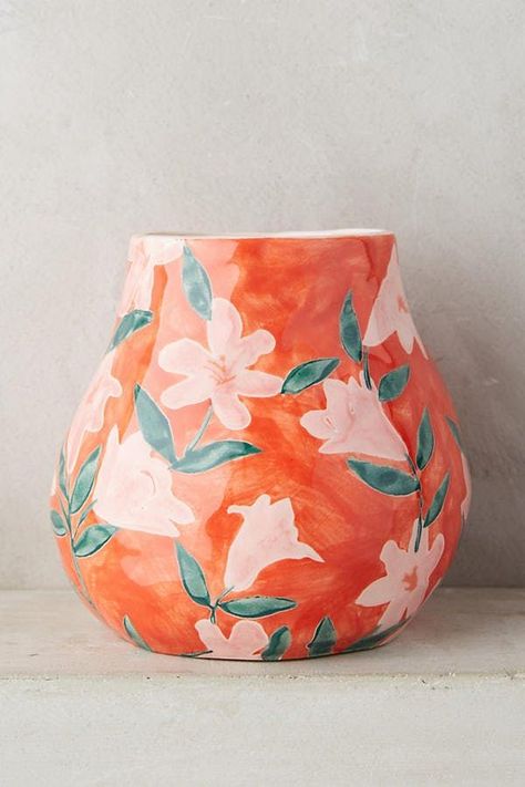 Color Duos, Spring Vases, Anthropologie Home, Pottery Painting Designs, Keramik Design, Stoneware Vase, Welcome Spring, Summer Color, Keramik Vase