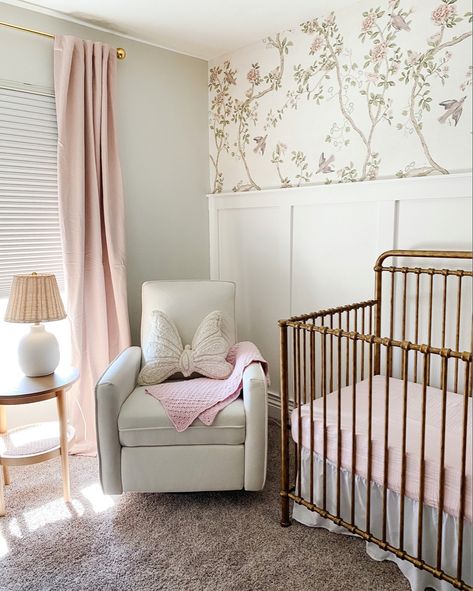 Country Club Nursery, French Country Baby Nursery Ideas, French Provincial Nursery Girl, Pink Coastal Nursery, French Baby Girl Nursery, French Nursery Girl, French Country Nursery, Baby Sulli, Country Light Fixtures