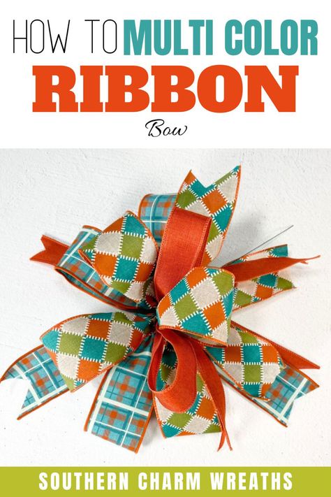 Wreath Bow with three ribbons How To Make Bows With Multiple Ribbons, How To Make A Bow With Multiple Ribbons, 3 Ribbon Bow How To Make, Easy Bows With Ribbon For Wreath, How To Make A Bow With Wired Ribbon, How To Make A Big Bow With Ribbon, How To Make A Bow For A Wreath, Easy Bows, Double Ribbon Bow