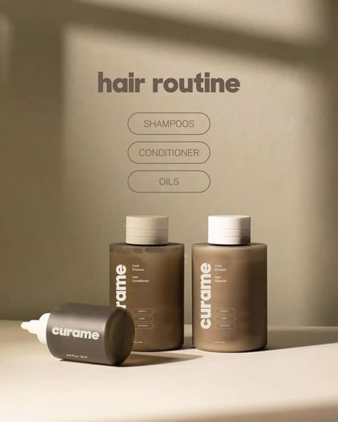 Curame, a high-quality hair care brand dedicated to restoring your hair. They offer products designed to repair damage, promote growth, and enhance shine and softness. @designerbriefs #dbcurame #designerbriefs #branding #brandidentity #packaging #branddesign #typedesign #brandinginspiration #branding #logodesign #branddesign #logofolio #graphicdesignchallenge #brandbrainy #lettering Hair Care Branding Design, Hair Product Branding, Hair Care Branding, Hair Packaging, Minimal Hair, Bottle Design Packaging, Cosmetics Products, Hair Care Brands, Beauty Products Photography