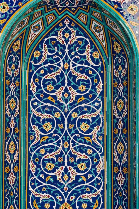 Photo about Close up of islamic mosaic tiles in Sultan Qaboos mosque, Muscat, Oman. Image of muscat, decorative, classic - 49144858 Middle Eastern Architecture, Eastern Architecture, Islamic Mosaic, Sultan Qaboos, Islamic Tiles, Middle Eastern Art, Muscat Oman, Persian Art Painting, Islamic Patterns