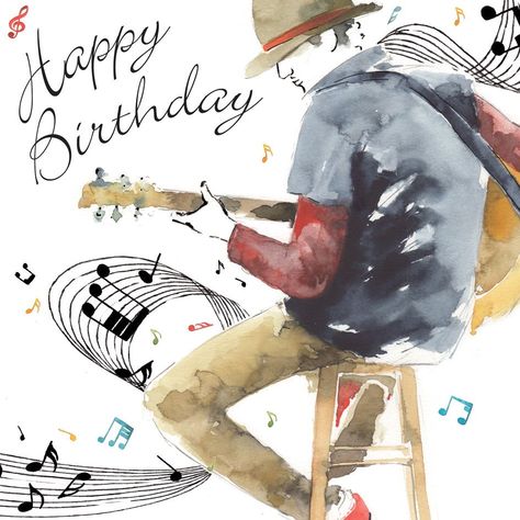 Happy Birthday Male Friend, Happy Birthday Male, Happy Birthday Guitar, Birthday Male, Happy Birthday Music, Happy Birthday Man, Mens Birthday, Birthday Cards For Son, Happy Birthday Greetings Friends