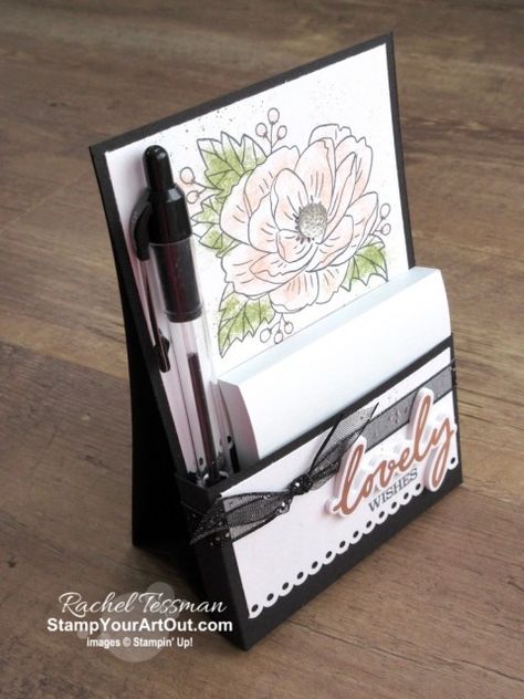 I created a couple fun Twisted Gate-Fold cards that I gifted to a few of my lucky subscribers , a Vertical Sticky Note & Pen holder, a Slide Out Pocket fun fold card, and a set of text magnets using the February 2020 Lovely Day Paper Pumpkin Kit. Click here for more photos and information. - Stampin’ Up!® - Stamp Your Art Out! www.stampyourartout.com #onestopbox #stampyourartout #stampinup 12x12 Cardstock Ideas, Note Pen, Post It Note Holders, Stampin Up Project, Kit Ideas, Paper Boxes, 3d Paper Crafts, Fancy Fold Cards, Sticky Note