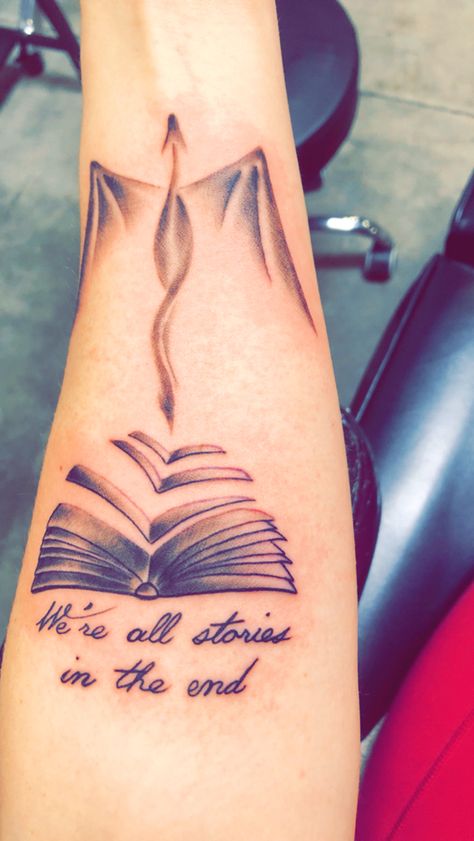 Bookish Dragon Tattoo, Book With Dragon Tattoo, Dragon Reading A Book Tattoo, Book Tattoo Half Sleeve, Book On Fire Tattoo, Book Dragon Tattoo For Women, Dragon Book Tattoo For Women, Dragon And Book Tattoo Ideas, Book And Dragon Tattoo Ideas