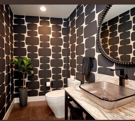 moody black half bathroom black half bathroom modern half bathroom with black and white tile small half bathroom ideas black tile half bathroom black counter half bathroom black tile floor luxurious black half bathroom ideas half wall paneling ideas bathroom black red and black half bathroom small half bathroom ideas with black vanity black half bathroom luxe half bathroom ideas black accents black farmhouse half bathroom Half Bathroom Modern, Black And White Powder Room Ideas, Wallpaper Powder Room Ideas, Black Half Bathroom, Modern Half Bathroom, Small Half Bathroom, Wallpaper Powder Room, Bathroom Lighting Ideas, Contemporary Powder Room