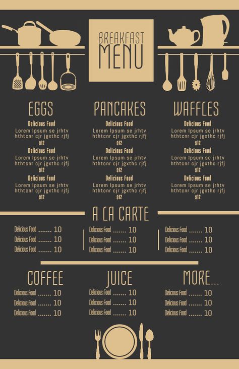 Vintage customizable menu template design. Restaurant Theme Ideas, Papan Menu, Menu Design Layout, Coffee Menu Design, Free Printable Menu, Menu Board Design, Wood Menu, Menu Design Inspiration, Cafe Menu Design