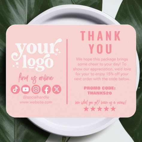 Small Business Business Card Ideas, Business Thank You Cards Design, Small Business Thank You Cards Design, Cute Thank You Cards For Business, Small Business Thank You Card Ideas, Thank You Card Small Business, Thank You Card Aesthetic, Aesthetic Thank You Cards, Thank You Business Cards